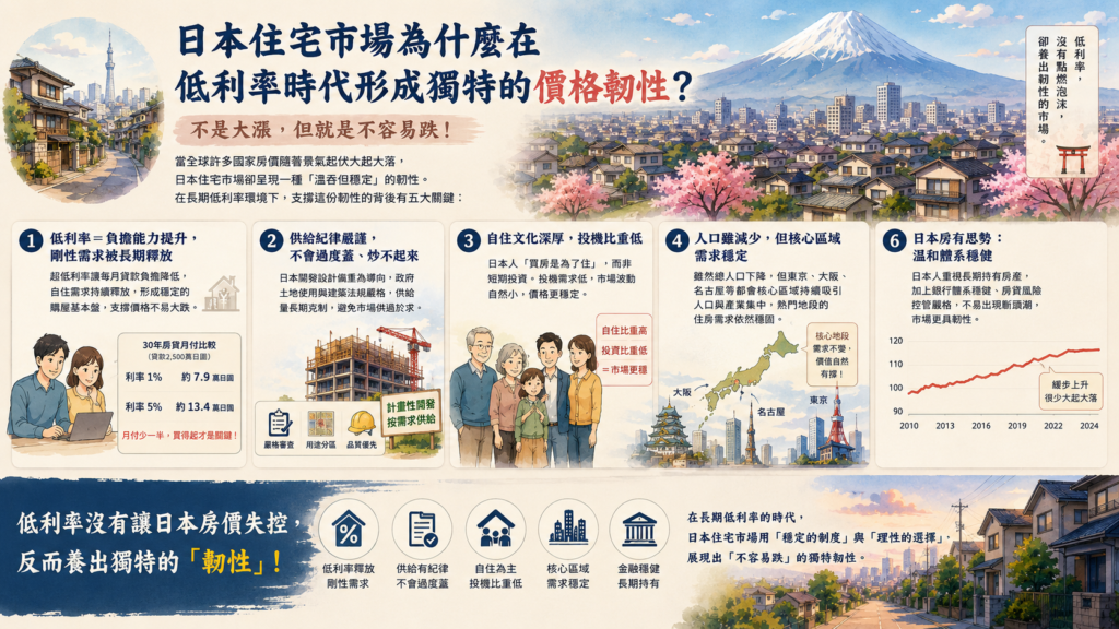 日本住宅市場為什麼在低利率時代形成獨特的價格韌性? 日本住宅市場為什麼在低利率時代形成獨特的價格韌性?